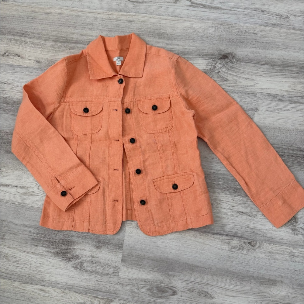 J. Jill Coral Orange Linen Jacket